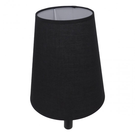 GloboStar® LYDFORD 01432 Μοντέρνο Φωτιστικό Τοίχου Απλίκα Μονόφωτο Μαύρο με Μπέζ Ξύλο Μεταλλικό Φ20 x Y36cm