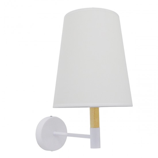 GloboStar® LYDFORD 01433 Μοντέρνο Φωτιστικό Τοίχου Απλίκα Μονόφωτο Λευκό με Μπέζ Ξύλο Μεταλλικό Φ20 x Y36cm GloboStar® LYDFORD 01433 Μοντέρνο Φωτιστικό Τοίχου Απλίκα Μονόφωτο Λευκό με Μπέζ Ξύλο Μεταλλικό Φ20 x Y36cm