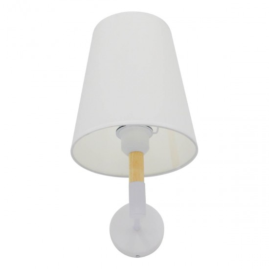 GloboStar® LYDFORD 01433 Μοντέρνο Φωτιστικό Τοίχου Απλίκα Μονόφωτο Λευκό με Μπέζ Ξύλο Μεταλλικό Φ20 x Y36cm GloboStar® LYDFORD 01433 Μοντέρνο Φωτιστικό Τοίχου Απλίκα Μονόφωτο Λευκό με Μπέζ Ξύλο Μεταλλικό Φ20 x Y36cm