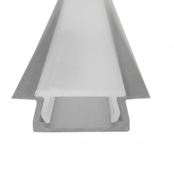 GloboStar® 70807-1M Χωνευτό Προφίλ Αλουμινίου Ανοδιωμένο με Λευκό Οπάλ Κάλυμμα για 1 Σειρά Ταινίας LED Πατητό - Press On 1 Μέτρο