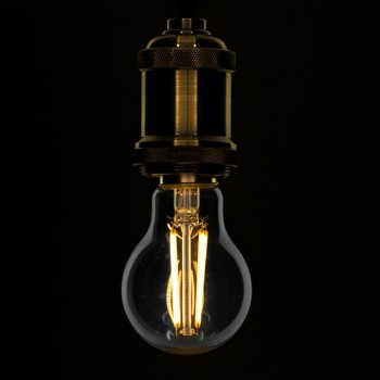 GloboStar® 99007 Λάμπα E27 A60 Γλόμπος LED LONG FILAMENT 8W 880 lm 320° AC 85-265V Edison Retro με Διάφανο Γυαλί Θερμό Λευκό 2700 K Dimmable