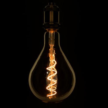 GloboStar® 99164 Λάμπα E27 PS30 Cherry LED SOFT SPIRAL FILAMENT 6W 500 lm 320° AC 85-265V Edison Retro με Μελί Γυαλί Ultra Θερμό Λευκό 2200 K Dimmable