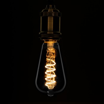 GloboStar® 99145 Λάμπα E27 ST64 Αχλάδι LED SOFT S SPIRAL FILAMENT 6W 470 lm 320° AC 85-265V Edison Retro με Φιμέ Γυαλί Θερμό Λευκό 2700 K Dimmable
