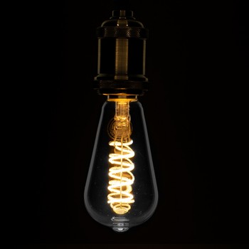 GloboStar® 99143 Λάμπα E27 ST64 Αχλάδι LED SOFT S SPIRAL FILAMENT 6W 510 lm 320° AC 85-265V Edison Retro με Διάφανο Γυαλί Θερμό Λευκό 2700 K Dimmable
