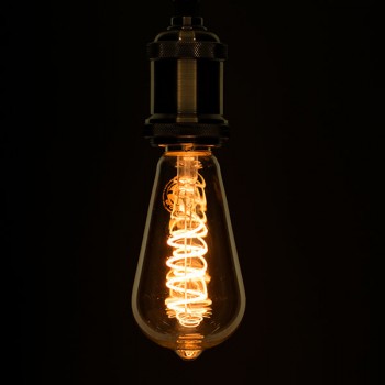 GloboStar® 99144 Λάμπα E27 ST64 Αχλάδι LED SOFT S SPIRAL FILAMENT 6W 490 lm 320° AC 85-265V Edison Retro με Μελί Γυαλί Ultra Θερμό Λευκό 2200 K Dimmable