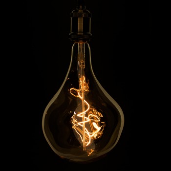 GloboStar® 99175 Λάμπα E27 R170 Rock LED SOFT SPIRAL FILAMENT 6W 500 lm 320° AC 85-265V Edison Retro με Μελί Γυαλί Ultra Θερμό Λευκό 2200 K Dimmable
