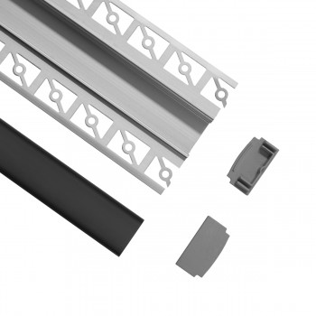 GloboStar® 70820-3M Χωνευτό για Γυψοσανίδα - Trimless Προφίλ Αλουμινίου Ανοδιωμένο με Μαύρο Οπάλ Κάλυμμα για 2 Σειρές Ταινίας LED Πατητό - Press On Πακέτο 5 Τεμάχια των 3 Μέτρων