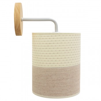 GloboStar® OASIS 00884 Μοντέρνο Φωτιστικό Τοίχου Απλίκα Μονόφωτο Μεταλλικό Μπεζ με Ξύλο Μ24 x Π18 x Υ32cm