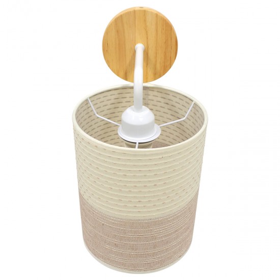 GloboStar® OASIS 00884 Μοντέρνο Φωτιστικό Τοίχου Απλίκα Μονόφωτο Μεταλλικό Μπεζ με Ξύλο Μ24 x Π18 x Υ32cm