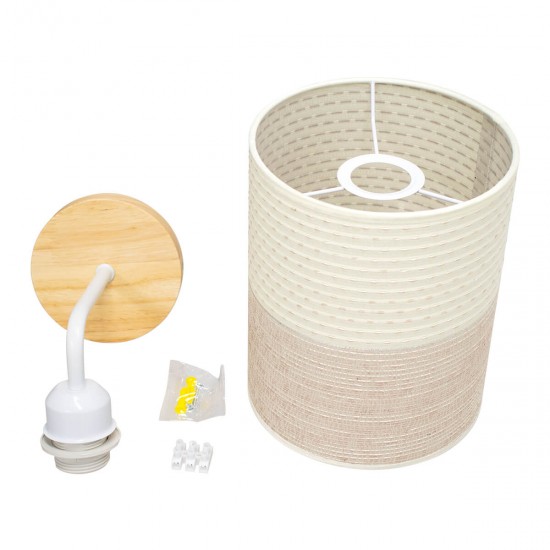 GloboStar® OASIS 00884 Μοντέρνο Φωτιστικό Τοίχου Απλίκα Μονόφωτο Μεταλλικό Μπεζ με Ξύλο Μ24 x Π18 x Υ32cm