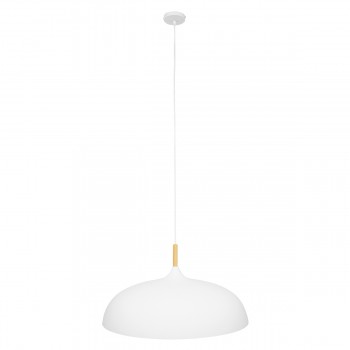 GloboStar® ZOE 00837 Μοντέρνο Κρεμαστό Φωτιστικό Οροφής Μονόφωτο 1 x E27 Λευκό Μεταλλικό Καμπάνα Φ60 x Υ35cm