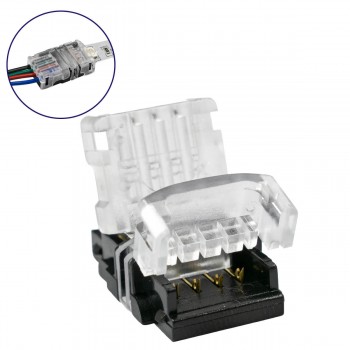 GloboStar® 70722 Ταχυσύνδεσμος Ένωσης IP20 - Strip To Cable Connector για Ένωση 1 x RGB Ταινίας LED Πλάτους 10mm με 1 x Καλώδιο Τροφοδοσίας
