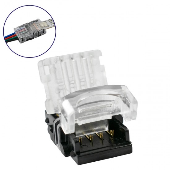GloboStar® 70724 Αδιάβροχος Ταχυσύνδεσμος Ένωσης IP65 - Strip To Cable Connector για Ένωση 1 x RGB Αδιάβροχης Ταινίας LED Πλάτους 10mm με 1 x Καλώδιο Τροφοδοσίας