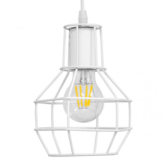 GloboStar® CAGE 00867 Vintage Industrial Κρεμαστό Φωτιστικό Οροφής Μονόφωτο 1 x E27 Λευκό Μεταλλικό Πλέγμα Φ15 x Y22cm GloboStar® CAGE 00867 Vintage Industrial Κρεμαστό Φωτιστικό Οροφής Μονόφωτο 1 x E27 Λευκό Μεταλλικό Πλέγμα Φ15 x Y22cm