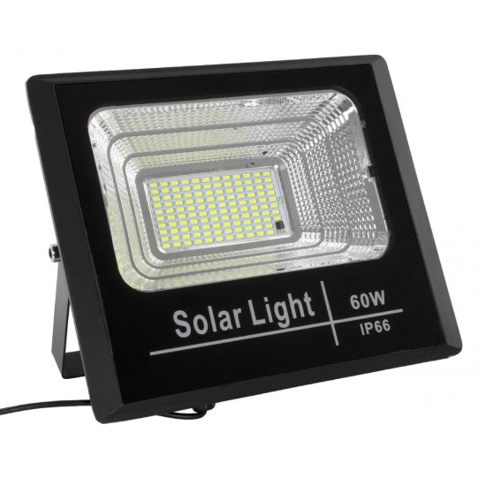 GloboStar® 71556 Αυτόνομος Ηλιακός Προβολέας LED SMD 60W 4800lm με Ενσωματωμένη Μπαταρία 10000mAh - Φωτοβολταϊκό Πάνελ με Αισθητήρα Ημέρας-Νύχτας και Ασύρματο Χειριστήριο RF 2.4Ghz Αδιάβροχος IP66 Ψυχρό Λευκό 6000K