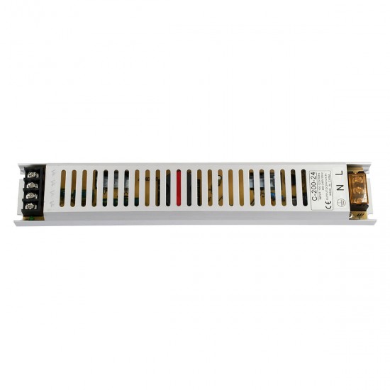 GloboStar® 73017 Μεταλλικό Τροφοδοτικό PELV Ultra Slim για Προϊόντα LED 200W 8.3A - AC 220-240V σε DC 24V - IP20 Μ31 x Π5.4 x Υ2.3cm - 3 Years Warranty