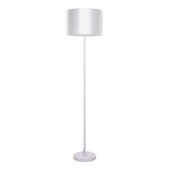 GloboStar® ASHLEY 00823 Μοντέρνο Φωτιστικό Δαπέδου Μονόφωτο 1 x E27 Λευκό Μεταλλικό Καμπάνα με Λευκό Ύφασμα & Λευκή Βάση D35 x H145cm