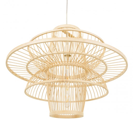 GloboStar® BALI 00862 Vintage Κρεμαστό Φωτιστικό Οροφής Μονόφωτο 1 x E27 Μπεζ Ξύλινο Μπαμπού Φ60 x Y45cm GloboStar® BALI 00862 Vintage Κρεμαστό Φωτιστικό Οροφής Μονόφωτο 1 x E27 Μπεζ Ξύλινο Μπαμπού Φ60 x Y45cm