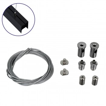 GloboStar® 70899 Σετ Στήριξης με 2 Ντίζες 2 Μέτρων για Κρεμαστά Προφίλ Αλουμινίου