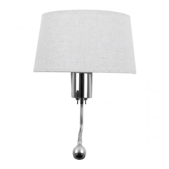 GloboStar® ELEGANT 01493 Μοντέρνο Φωτιστικό Τοίχου Απλίκα Μεταλλικό Χρώμιο Νίκελ με Λευκό Ύφασμα Δίφωτο 1xE27 - Ρυθμίζόμενο Σώμα Σπιράλ με CREE LED 3W Θερμό Λευκό 2700K - Διακόπτες On / Off Μ26.5 x Π15 x Υ43cm GloboStar® ELEGANT 01493 Μοντέρνο Φωτιστικό Τοίχου Απλίκα Μεταλλικό Χρώμιο Νίκελ με Λευκό Ύφασμα Δίφωτο 1xE27 - Ρυθμίζόμενο Σώμα Σπιράλ με CREE LED 3W Θερμό Λευκό 2700K - Διακόπτες On / Off Μ26.5 x Π15 x Υ43cm
