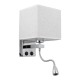 GloboStar® ELEGANT 01495 Μοντέρνο Φωτιστικό Τοίχου Απλίκα Μεταλλικό Χρώμιο Νίκελ με Λευκό Ύφασμα Δίφωτο 1xE27 - Ρυθμίζόμενο Σώμα Σπιράλ με CREE LED 3W Θερμό Λευκό 2700K - Διακόπτες On / Off Μ17 x Π21 x Υ43cm GloboStar® ELEGANT 01495 Μοντέρνο Φωτιστικό Τοίχου Απλίκα Μεταλλικό Χρώμιο Νίκελ με Λευκό Ύφασμα Δίφωτο 1xE27 - Ρυθμίζόμενο Σώμα Σπιράλ με CREE LED 3W Θερμό Λευκό 2700K - Διακόπτες On / Off Μ17 x Π21 x Υ43cm