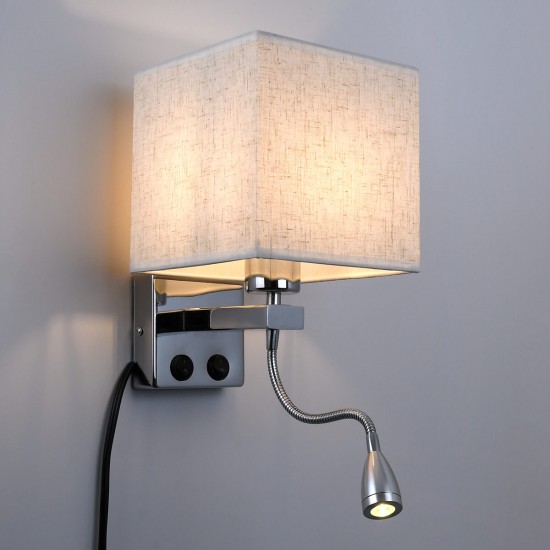 GloboStar® ELEGANT 01495 Μοντέρνο Φωτιστικό Τοίχου Απλίκα Μεταλλικό Χρώμιο Νίκελ με Λευκό Ύφασμα Δίφωτο 1xE27 - Ρυθμίζόμενο Σώμα Σπιράλ με CREE LED 3W Θερμό Λευκό 2700K - Διακόπτες On / Off Μ17 x Π21 x Υ43cm GloboStar® ELEGANT 01495 Μοντέρνο Φωτιστικό Τοίχου Απλίκα Μεταλλικό Χρώμιο Νίκελ με Λευκό Ύφασμα Δίφωτο 1xE27 - Ρυθμίζόμενο Σώμα Σπιράλ με CREE LED 3W Θερμό Λευκό 2700K - Διακόπτες On / Off Μ17 x Π21 x Υ43cm