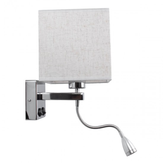 GloboStar® ELEGANT 01495 Μοντέρνο Φωτιστικό Τοίχου Απλίκα Μεταλλικό Χρώμιο Νίκελ με Λευκό Ύφασμα Δίφωτο 1xE27 - Ρυθμίζόμενο Σώμα Σπιράλ με CREE LED 3W Θερμό Λευκό 2700K - Διακόπτες On / Off Μ17 x Π21 x Υ43cm GloboStar® ELEGANT 01495 Μοντέρνο Φωτιστικό Τοίχου Απλίκα Μεταλλικό Χρώμιο Νίκελ με Λευκό Ύφασμα Δίφωτο 1xE27 - Ρυθμίζόμενο Σώμα Σπιράλ με CREE LED 3W Θερμό Λευκό 2700K - Διακόπτες On / Off Μ17 x Π21 x Υ43cm