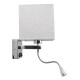 GloboStar® ELEGANT 01495 Μοντέρνο Φωτιστικό Τοίχου Απλίκα Μεταλλικό Χρώμιο Νίκελ με Λευκό Ύφασμα Δίφωτο 1xE27 - Ρυθμίζόμενο Σώμα Σπιράλ με CREE LED 3W Θερμό Λευκό 2700K - Διακόπτες On / Off Μ17 x Π21 x Υ43cm GloboStar® ELEGANT 01495 Μοντέρνο Φωτιστικό Τοίχου Απλίκα Μεταλλικό Χρώμιο Νίκελ με Λευκό Ύφασμα Δίφωτο 1xE27 - Ρυθμίζόμενο Σώμα Σπιράλ με CREE LED 3W Θερμό Λευκό 2700K - Διακόπτες On / Off Μ17 x Π21 x Υ43cm