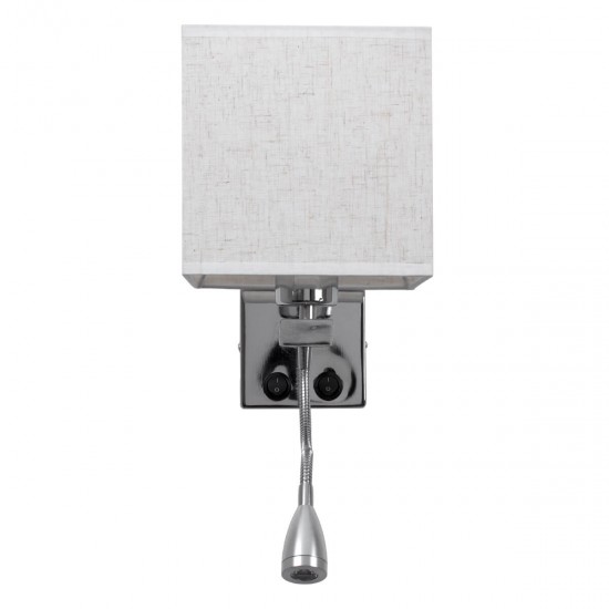 GloboStar® ELEGANT 01495 Μοντέρνο Φωτιστικό Τοίχου Απλίκα Μεταλλικό Χρώμιο Νίκελ με Λευκό Ύφασμα Δίφωτο 1xE27 - Ρυθμίζόμενο Σώμα Σπιράλ με CREE LED 3W Θερμό Λευκό 2700K - Διακόπτες On / Off Μ17 x Π21 x Υ43cm GloboStar® ELEGANT 01495 Μοντέρνο Φωτιστικό Τοίχου Απλίκα Μεταλλικό Χρώμιο Νίκελ με Λευκό Ύφασμα Δίφωτο 1xE27 - Ρυθμίζόμενο Σώμα Σπιράλ με CREE LED 3W Θερμό Λευκό 2700K - Διακόπτες On / Off Μ17 x Π21 x Υ43cm