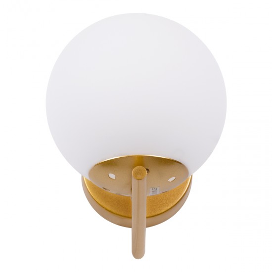 GloboStar® JADA 01426 Μοντέρνο Φωτιστικό Τοίχου Απλίκα Μονόφωτο Μεταλλικό Χρυσό με Λευκό Ματ Γυαλί Μ15 x Π21.5 x Υ18cm