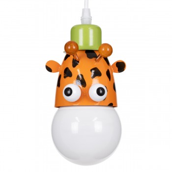 GloboStar® GIRAFFE 00638 Μοντέρνο Κρεμαστό Παιδικό Φωτιστικό Οροφής Μονόφωτο 1 x E27 Λευκό Πράσινο Πορτοκαλί Μαύρο Μεταλλικό Μ12 x Π10.5 x Υ13.5cm