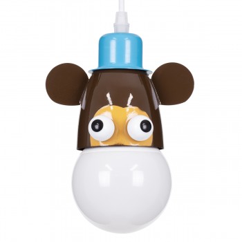 GloboStar® MONKEY 00640 Μοντέρνο Κρεμαστό Παιδικό Φωτιστικό Οροφής Μονόφωτο 1 x E27 Γαλάζιο Καφέ Μεταλλικό Μ14.5 x Π10.5 x Υ13.5cm