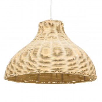 GloboStar® MAYOTTE 00724 Vintage Κρεμαστό Φωτιστικό Οροφής Μονόφωτο 1 x E27 Μπεζ Ξύλινο Μπαμπού Φ40 x Y28cm