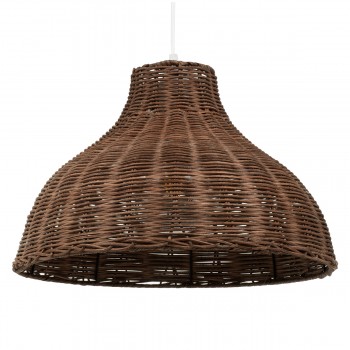GloboStar® MAYOTTE 00725 Vintage Κρεμαστό Φωτιστικό Οροφής Μονόφωτο 1 x E27 Καφέ Ξύλινο Μπαμπού Φ40 x Y28cm