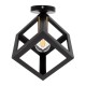 GloboStar® CUBE 00799 Μοντέρνο Φωτιστικό Οροφής Μονόφωτο Μαύρο Μεταλλικό Πλέγμα Φ25 x Y25cm