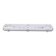 GloboStar® 90611 2 x 60cm T8 Tri-Proof Πλαστικό PC Σκαφάκι με Μεταλλικά Clips για 2 x Λάμπες Φθορίου LED Τροφοδοσίας Ενός Άκρου Αδιάβροχο IP65