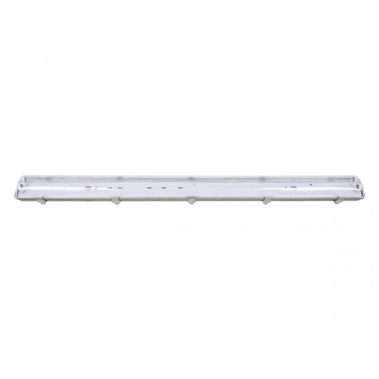 GloboStar® 90613 2 x 120cm T8 Tri-Proof Πλαστικό PC Σκαφάκι με Μεταλλικά Clips για 2 x Λάμπες Φθορίου LED Τροφοδοσίας Ενός Άκρου Αδιάβροχο IP65
