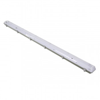 GloboStar® 90615 2 x 150cm T8 Tri-Proof Πλαστικό PC Σκαφάκι με Μεταλλικά Clips για 2 x Λάμπες Φθορίου LED Τροφοδοσίας Ενός Άκρου Αδιάβροχο IP65