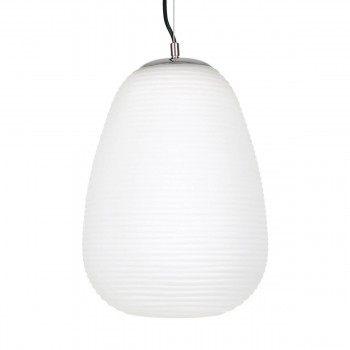 GloboStar® FREYA 00745 Μοντέρνο Κρεμαστό Φωτιστικό Οροφής Μονόφωτο 1 x E27 Λευκό Γυάλινο Φ24 x Υ35cm