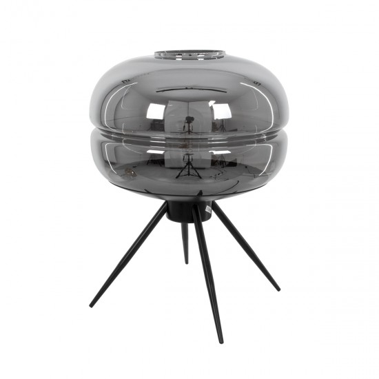 GloboStar® JAVAN 00738 Μοντέρνο Επιτραπέζιο Φωτιστικό Πορτατίφ Λαμπατέρ Μονόφωτο Φιμέ Νίκελ Γυάλινο Μαύρο Μεταλλικό Φ30 x Υ19cm GloboStar® JAVAN 00738 Μοντέρνο Επιτραπέζιο Φωτιστικό Πορτατίφ Λαμπατέρ Μονόφωτο Φιμέ Νίκελ Γυάλινο Μαύρο Μεταλλικό Φ30 x Υ19cm