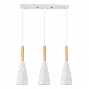 GloboStar® DILLON 00631 Μοντέρνο Κρεμαστό Φωτιστικό Οροφής Τρίφωτο 3 x E27 Λευκό Μεταλλικό Καμπάνα Μ54 x Π14 x Υ130cm