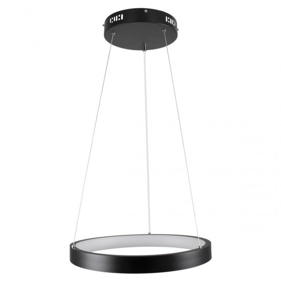 GloboStar® NEMESIS 61155 Κρεμαστό Φωτιστικό Δαχτυλίδι-Κύκλος LED CCT 30W 3513lm 360° AC 220-240V - Εναλλαγή Φωτισμού μέσω Τηλεχειριστηρίου All In One Ψυχρό 6000k+Φυσικό 4500k+Θερμό 2700k Dimmable Φ40cm - Μαύρο - 3 Years Warranty