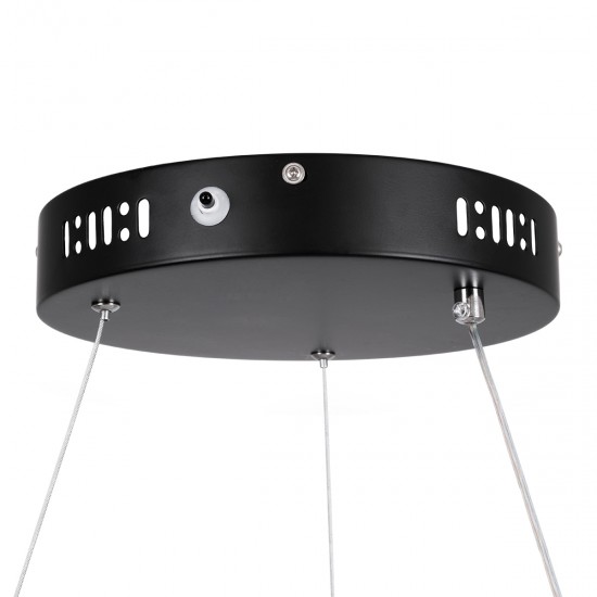 GloboStar® NEMESIS 61155 Κρεμαστό Φωτιστικό Δαχτυλίδι-Κύκλος LED CCT 30W 3513lm 360° AC 220-240V - Εναλλαγή Φωτισμού μέσω Τηλεχειριστηρίου All In One Ψυχρό 6000k+Φυσικό 4500k+Θερμό 2700k Dimmable Φ40cm - Μαύρο - 3 Years Warranty