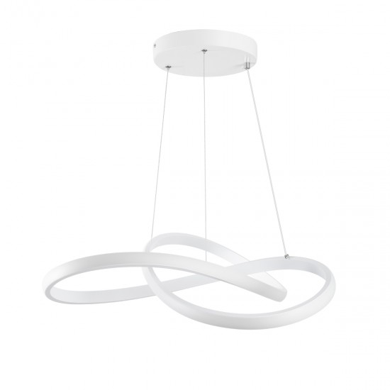 GloboStar® DEXTER 61050 Κρεμαστό Φωτιστικό Οροφής Design LED CCT 72W 8064lm 300° AC 220-240V - Εναλλαγή Φωτισμού μέσω Τηλεχειριστηρίου All In One Ψυχρό 6000k+Φυσικό 4500k+Θερμό 2700k Dimmable Φ56cm - Λευκό - 3 Years Warranty