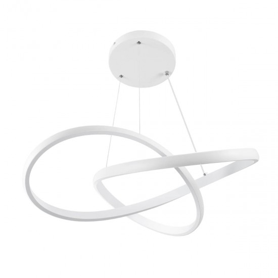 GloboStar® DEXTER 61050 Κρεμαστό Φωτιστικό Οροφής Design LED CCT 72W 8064lm 300° AC 220-240V - Εναλλαγή Φωτισμού μέσω Τηλεχειριστηρίου All In One Ψυχρό 6000k+Φυσικό 4500k+Θερμό 2700k Dimmable Φ56cm - Λευκό - 3 Years Warranty