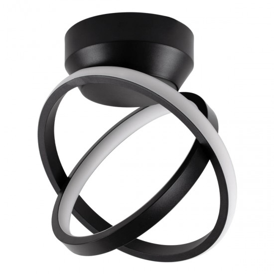 GloboStar® AMELIA 61052 Φωτιστικό Οροφής Design LED CCT 20W 2400lm 300° AC 220-240V - Εναλλαγή Φωτισμού μέσω Διακόπτη On/Off All In One Ψυχρό 6000k+Φυσικό 4500k+Θερμό 2700k Μ24.5 x Π16 x Υ25cm - Μαύρο