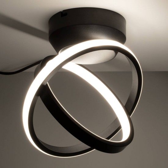 GloboStar® AMELIA 61052 Φωτιστικό Οροφής Design LED CCT 20W 2400lm 300° AC 220-240V - Εναλλαγή Φωτισμού μέσω Διακόπτη On/Off All In One Ψυχρό 6000k+Φυσικό 4500k+Θερμό 2700k Μ24.5 x Π16 x Υ25cm - Μαύρο