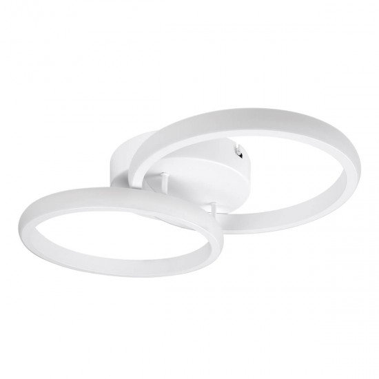 GloboStar® CORA 61059 Φωτιστικό Οροφής Design LED CCT 18W 2160lm 300° AC 220-240V - Εναλλαγή Φωτισμού μέσω Διακόπτη On/Off All In One Ψυχρό 6000k+Φυσικό 4500k+Θερμό 2700k Μ36 x Π20.5 x Υ7cm - Λευκό