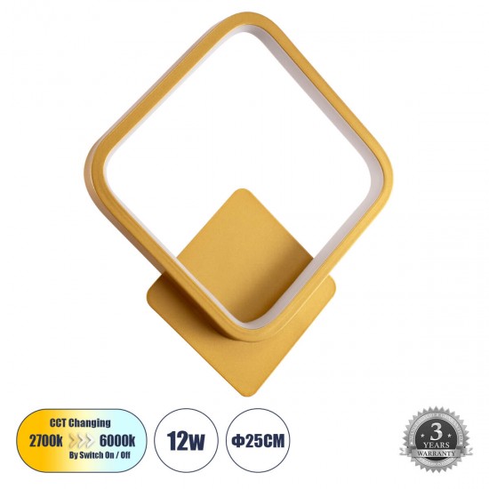 GloboStar® LENA 61081 Φωτιστικό Τοίχου - Απλίκα Design LED CCT 12W 1440lm 300° AC 220-240V - Εναλλαγή Φωτισμού μέσω Διακόπτη On/Off All In One Ψυχρό 6000k+Φυσικό 4500k+Θερμό 2700k Μ25 x Π5.5 x Υ29.5cm - Χρυσό Βούρτσας GloboStar® LENA 61081 Φωτιστικό Τοίχου - Απλίκα Design LED CCT 12W 1440lm 300° AC 220-240V - Εναλλαγή Φωτισμού μέσω Διακόπτη On/Off All In One Ψυχρό 6000k+Φυσικό 4500k+Θερμό 2700k Μ25 x Π5.5 x Υ29.5cm - Χρυσό Βούρτσας