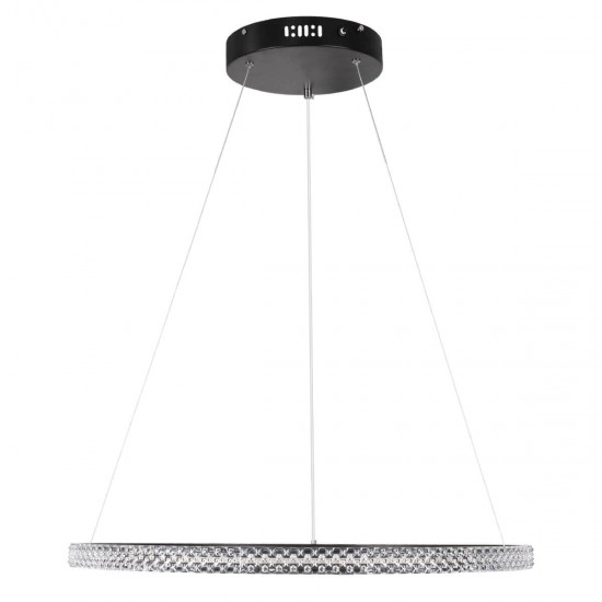 GloboStar® DIAMOND 61130 Κρεμαστό Φωτιστικό Δαχτυλίδι-Κύκλος LED CCT 45W 5230lm 360° AC 220-240V - Εναλλαγή Φωτισμού μέσω Τηλεχειριστηρίου All In One Ψυχρό 6000k+Φυσικό 4500k+Θερμό 2700k Dimmable Φ60cm - Μαύρο - 3 Years Warranty